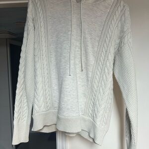 Liz Claiborne Cream Knit Hooded Sweater